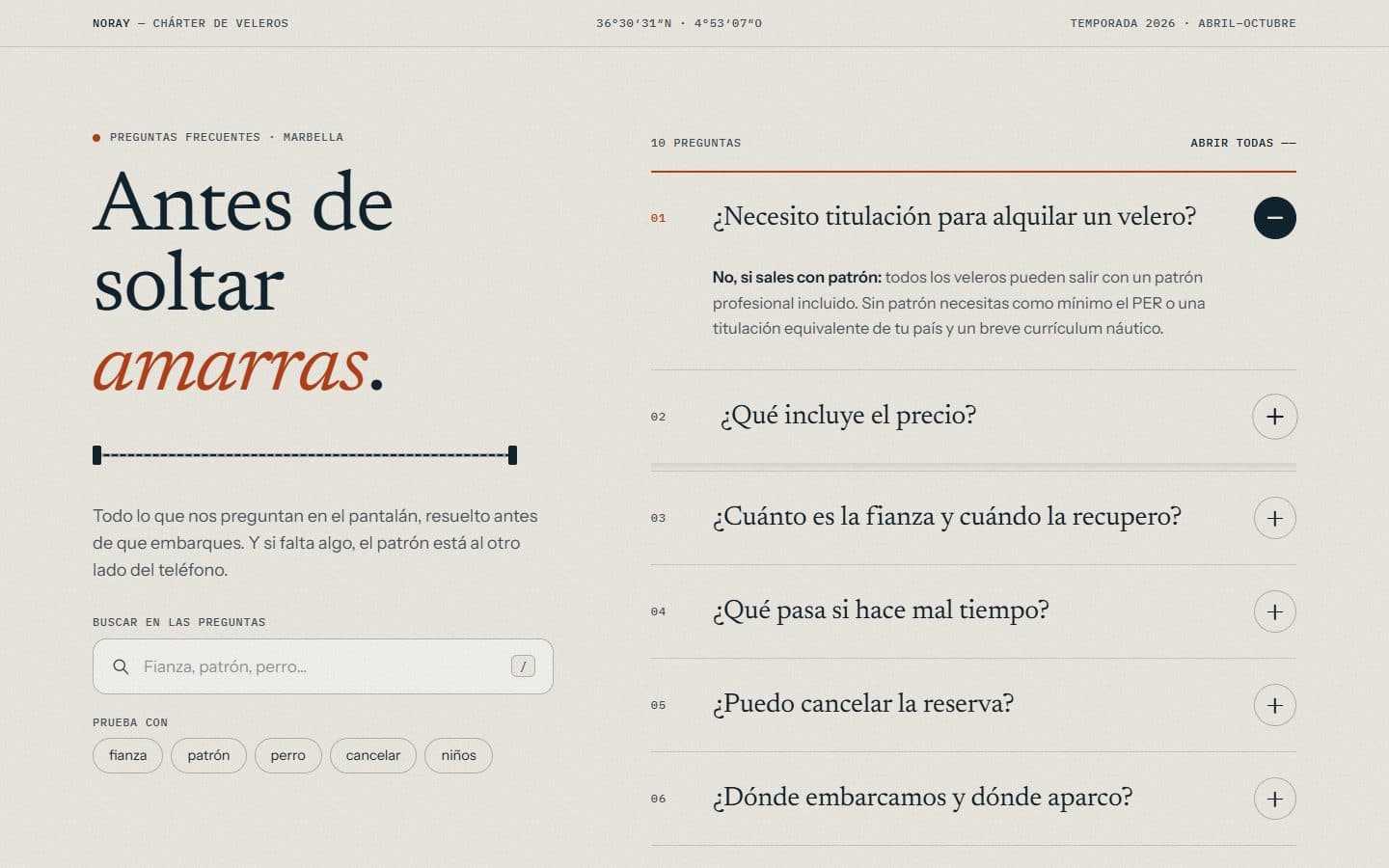 Lo que generó la IA con el prompt Lite de FAQ con acordeón de muelle