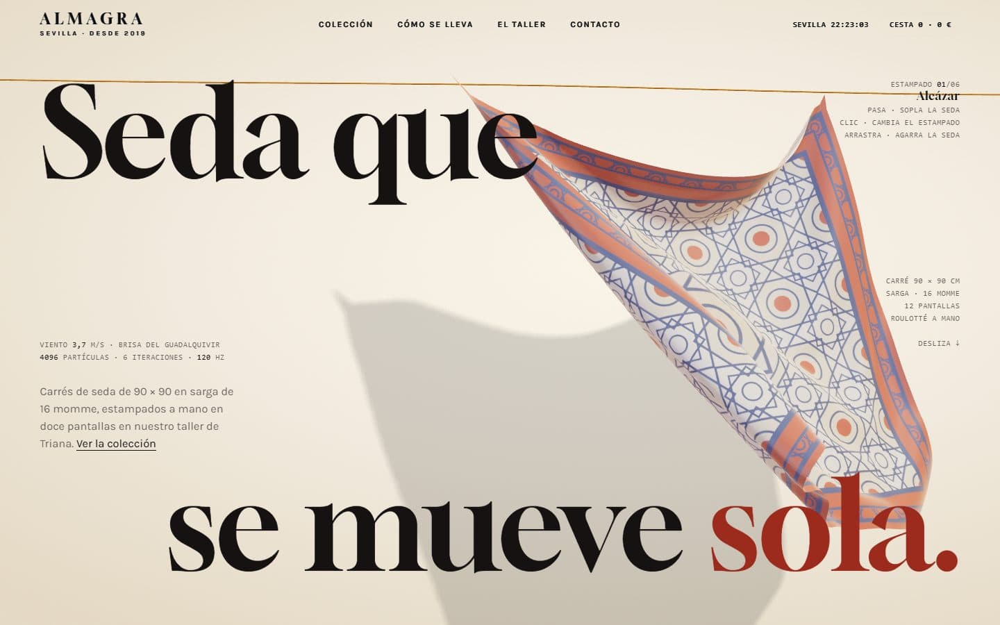 Lo que generó la IA con el prompt Completo de Almagra · Carrés de seda con física real