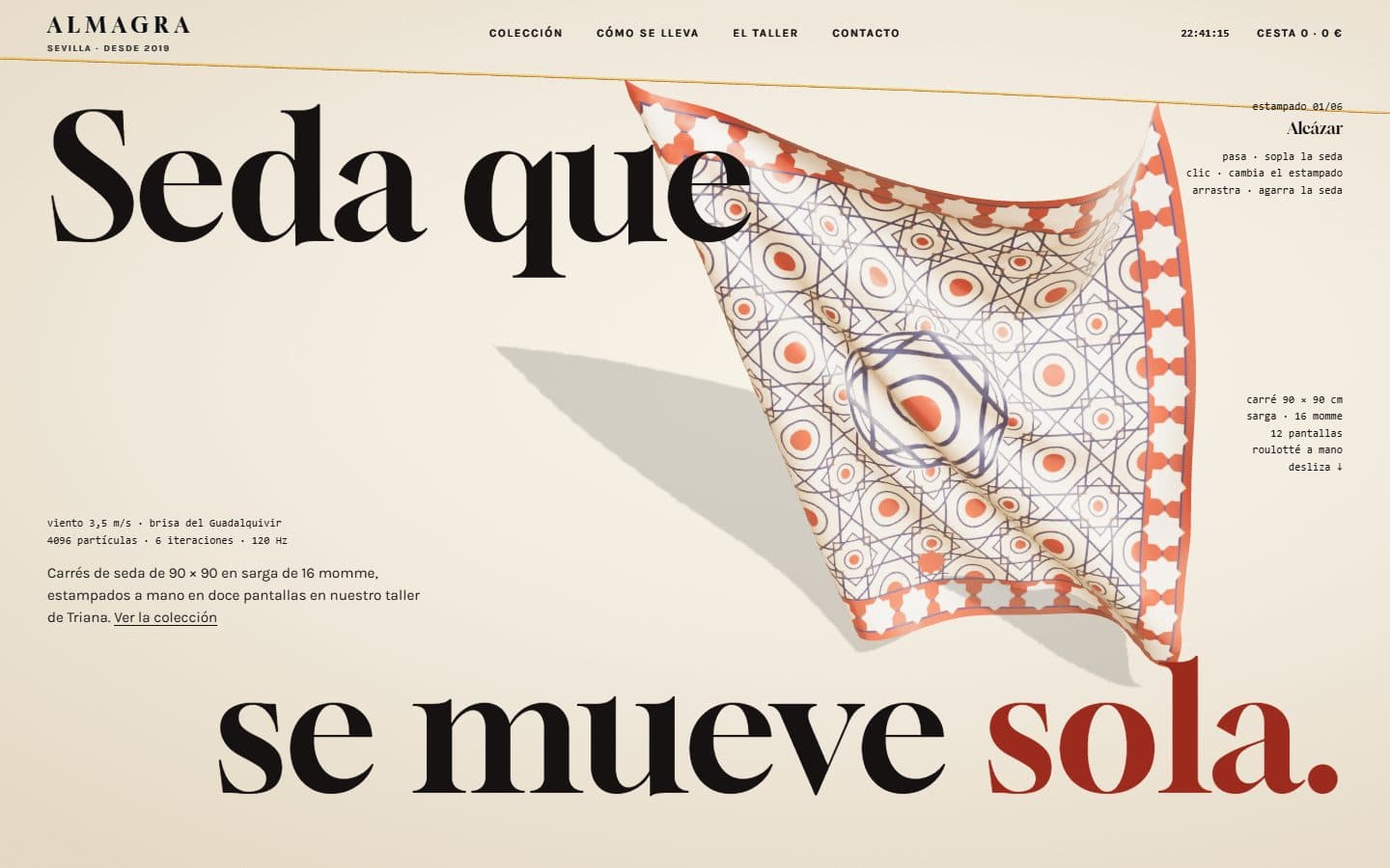 Lo que generó la IA con el prompt Lite de Almagra · Carrés de seda con física real